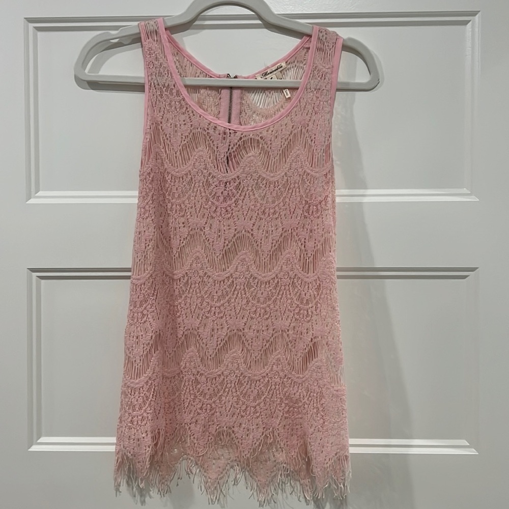 Pink lace tank top